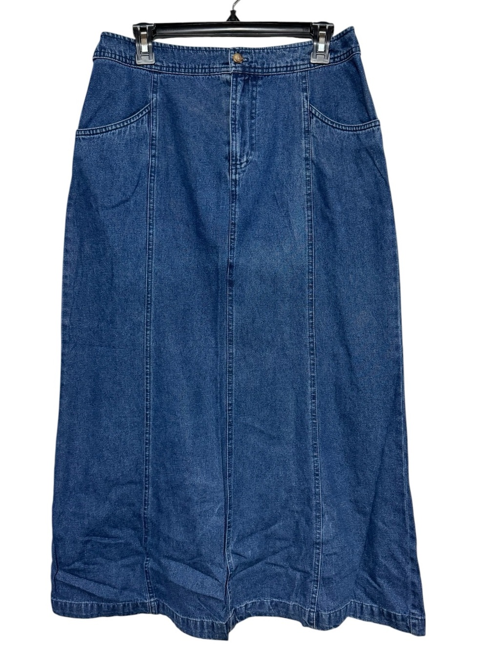 Long Modest Denim Jean Skirt Size 8 Midi Maxi Medium Wash No Slit Fall Capsule